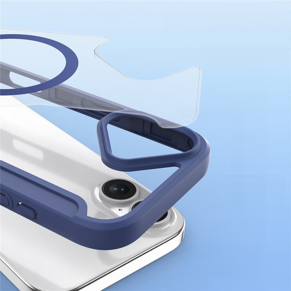 Dux Ducis case for iPhone 17, Skin X Pro, with flap, for MagSafe, navy blue