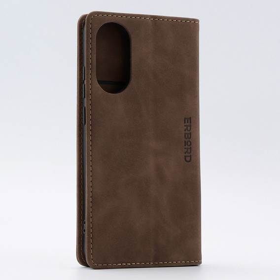 Case for Oppo A78 4G, ERBORD Vintage, wallet with flap, coffee