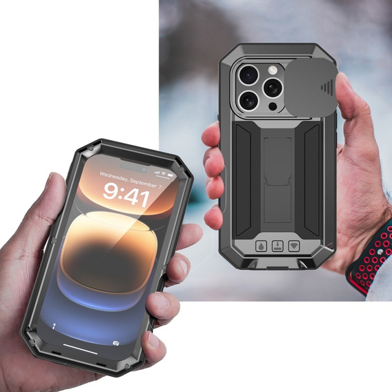 Case for iPhone 16 Pro, R-JUST CamShield Slide, armoured, black