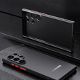 Silicone case for Samsung Galaxy S25 Ultra, with camera protection, transparent / black + 9H tempered glass