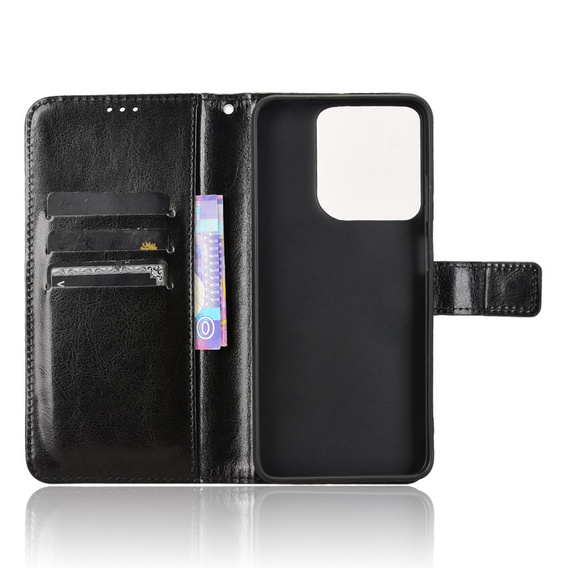 Flip case for Motorola Moto G15 / Motorola Moto G15 Power, Crazy Horse Wallet, black