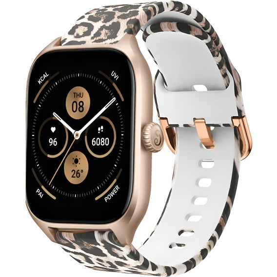 Silicone Strap for Samsung Galaxy Watch Active 20mm, Brown Leopard