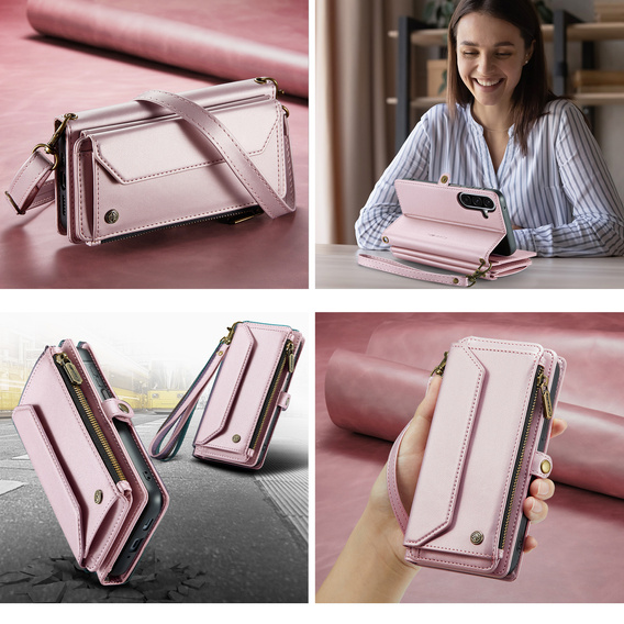 CASEME RFID Leather Wallet Case for Samsung Galaxy A57 5G, pink