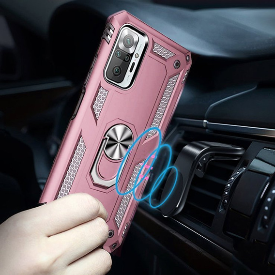 Armor Case for Xiaomi Redmi Note 10 Pro, Nox Case Ring, pink rose gold