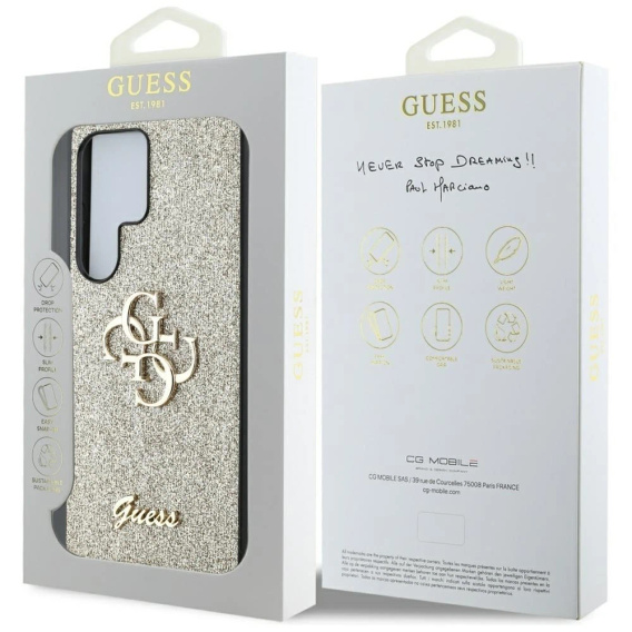 GUESS Fixed Glitter Big 4G Logo case for Samsung Galaxy S25 Ultra