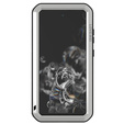 Love Mei Case for Samsung Galaxy S21 FE, armored with glass, silver