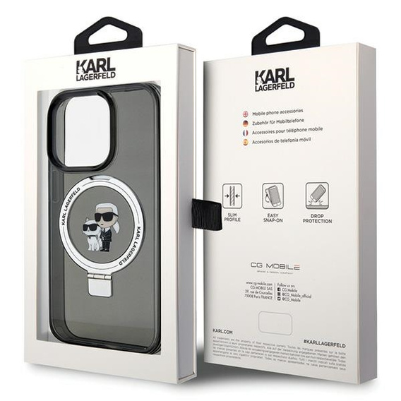 Karl Lagerfeld Ring Stand Karl & Choupette MagSafe Case for iPhone 15 Pro