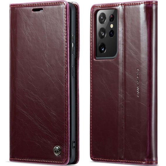 CASEME flip case for Samsung Galaxy S21 Ultra 5G, Waxy Textured, red