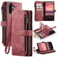 CASEME case for Samsung Galaxy A56 5G, Leather Wallet Cash and Card Slots, with strap, red