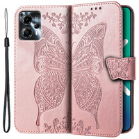 Flip case for Motorola Moto G23 4G / G13 4G, Butterfly, pink rose gold