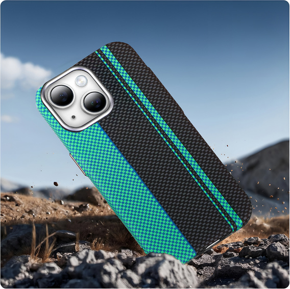 MagSafe's iPhone 14 Case, Carbon Fiber, black / blue