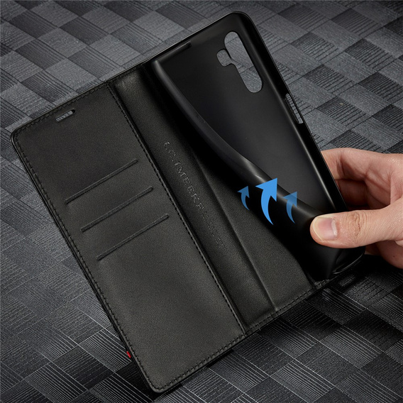 LC.IMEEKE flap case for Samsung Galaxy A17 5G, carbon textured, black
