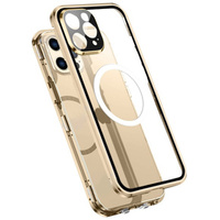 Magnetic Dual Glass MagSafe case for iPhone 13 Pro, gold