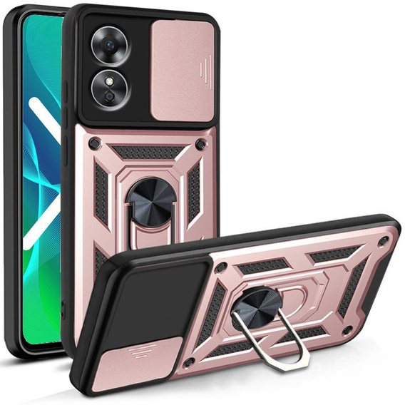 Case for Oppo A17, CamShield Slide, pink rose gold