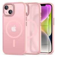 Case for iPhone 14, for MagSafe, ERBORD Matt Case, pink + Screen Glass