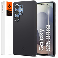 Spigen Case for Samsung Galaxy S25 Ultra, Silicone Fit Mag, black + Tempered Glass