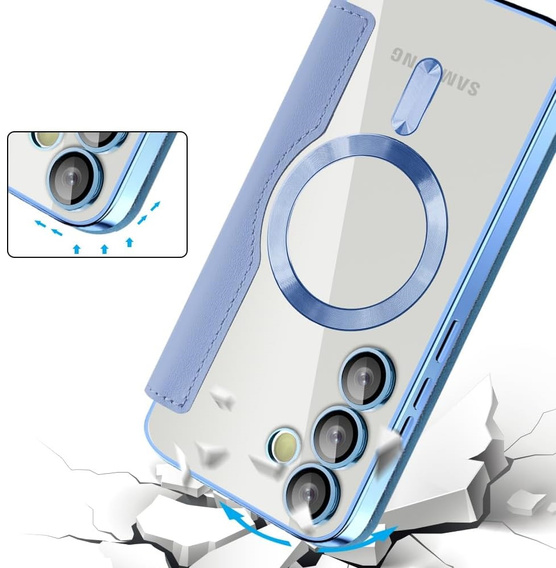 Flip case for Samsung Galaxy S25 FE, RFID Wallet MagSafe CamShield, blue