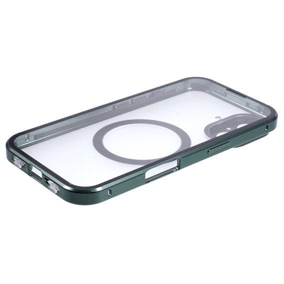 Magnetic Dual Glass MagSafe case for iPhone 16, green