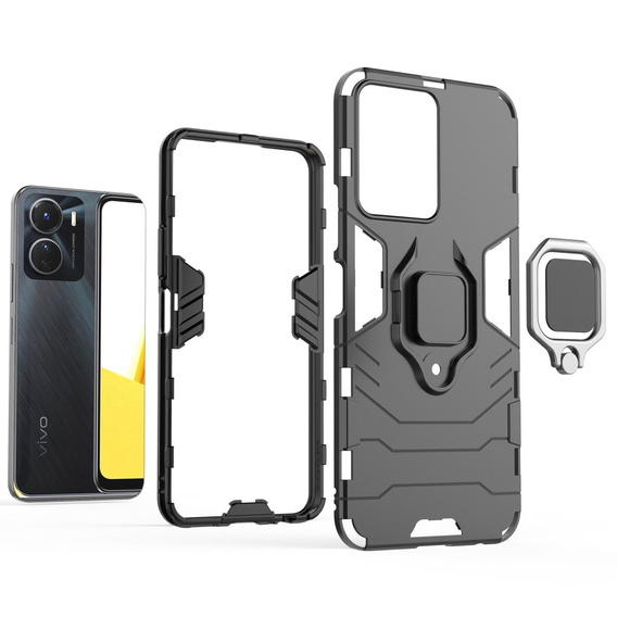 Case for Vivo Y16 4G, Kickstand Ring, black