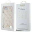GUESS Case for iPhone 16E, 4G Metal Gold Logo, pink