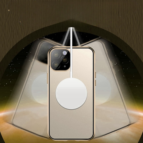 Magnetic Dual Glass MagSafe case for iPhone 14 Pro, gold