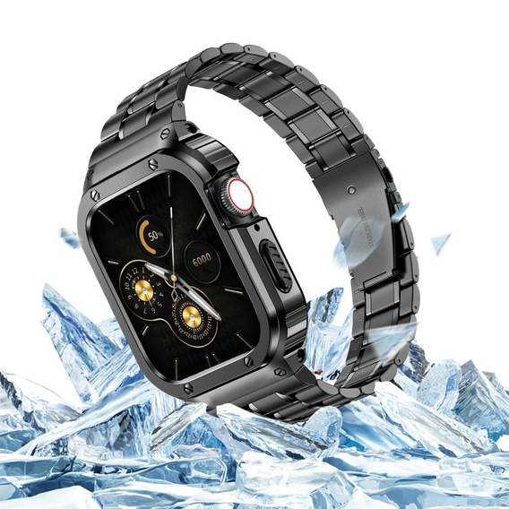 Steel Bracelet with Case for Apple Watch 7/8/9 45MM, Black