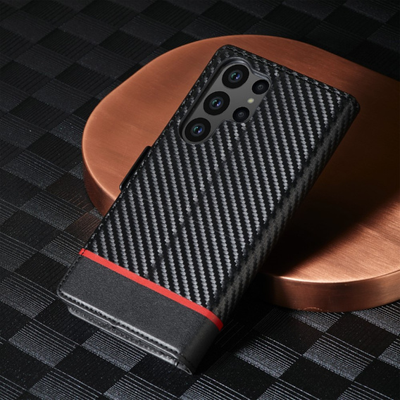 Flip case for Samsung Galaxy S23 Ultra, Carbon LC.IMEEKE, black