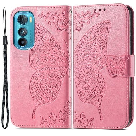 Flip case for Motorola Edge 30, Butterfly, pink