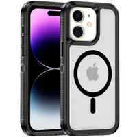 Case with frame for iPhone 14 Pro, for MagSafe, transparent / black