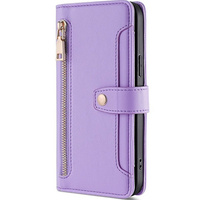 Flip case for Samsung Galaxy S23, Wallet Zipper Pocket, purple