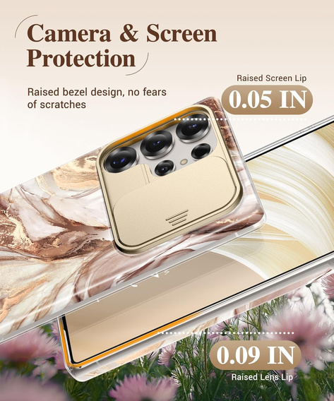 GVIEWIN Case for Samsung Galaxy S25 Ultra, Camera Slider – Topaz/Gold
