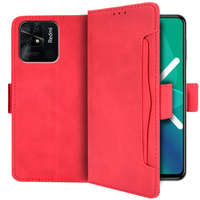 Flip case for Xiaomi Redmi 10C, Card Slot, red