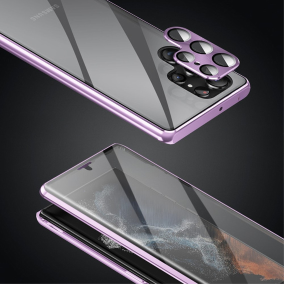Case for Samsung Galaxy S21 Ultra, Magnetic Dual Glass, purple