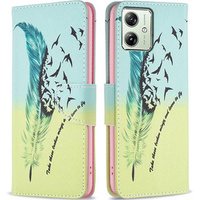 Flip case for Motorola Moto G54 5G, Wallet, feather, blue