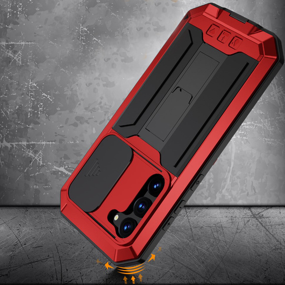Armored case for Samsung Galaxy S23 Plus, R-JUST CamShield Slide, red