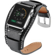 Leather Strap for Apple Watch 1/2/3/4/5/6/7/8/SE/Ultra 42/44/45/49mm, Black.