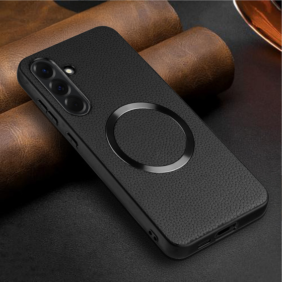 Case for Samsung Galaxy A56 5G, Leather Hybrid MagSafe, black
