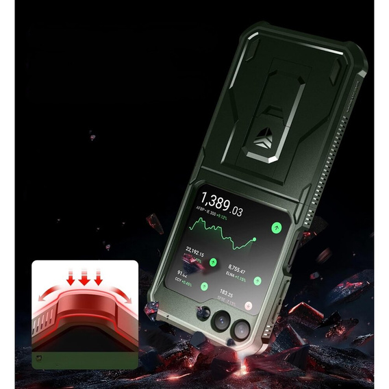 Armored Case for Samsung Galaxy Z Flip 5 5G, Dexnor Clip Holder, green