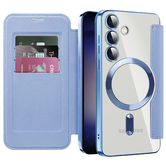 Flip case for Samsung Galaxy S24, RFID Wallet MagSafe CamShield, blue