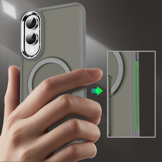 Case for Samsung Galaxy S25 Edge, Kickstand Matt Case, for MagSafe, titanium grey
