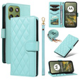 Rhombus Crossbody Leather Flip Case for Motorola Edge 70
