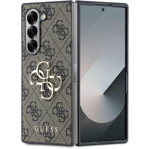 GUESS Case for Samsung Galaxy Z Fold6, 4G Big Metal Logo, brown