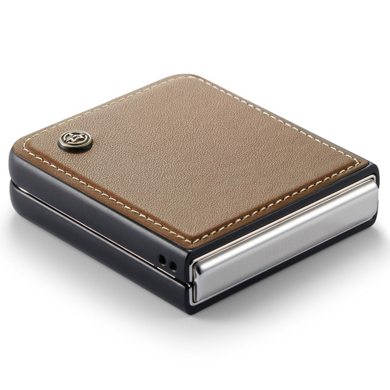 Case for Samsung Galaxy Z Flip7 FE / Z Flip6, CASEME Litchi Leather, brown