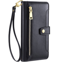Flip case for iPhone 14, Wallet Zipper Pocket, black