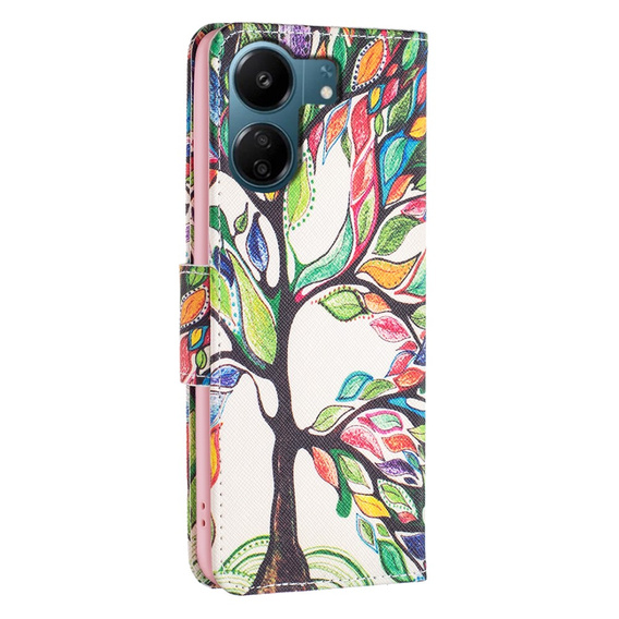 Flip case for Xiaomi Redmi 13C / Poco C65, Wallet, tree of life, white