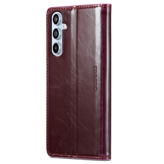 Flip case for Samsung Galaxy A54, ERBORD Waxy Wallet, red