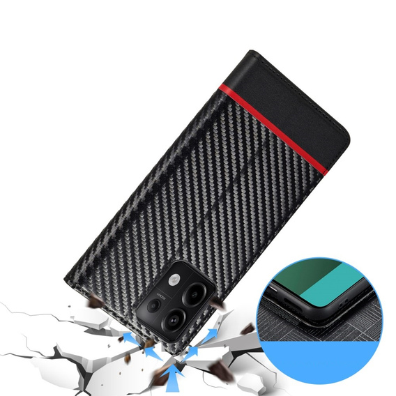 Flap case for Xiaomi Redmi Note 13 Pro 4G / Xiaomi Redmi Note 14S / Xiaomi Poco M6 Pro 4G, Carbon LC.IMEEKE, black