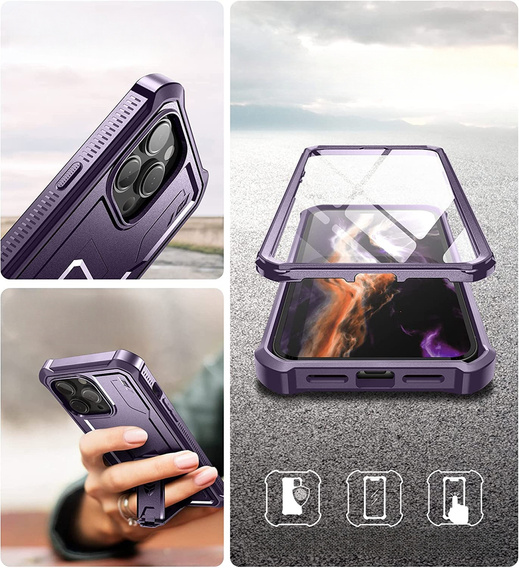 Armored case for iPhone 14 Pro Max, Dexnor Full Body, purple