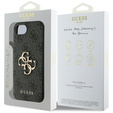 GUESS Case for iPhone 16E, 4G Big Metal Logo, black