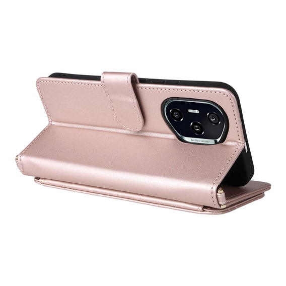 Crossbody Leather Wallet flip case for Honor 400 5G, pink
